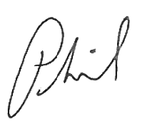 Signature of Phil Jamieson, UMHEF President and CEO