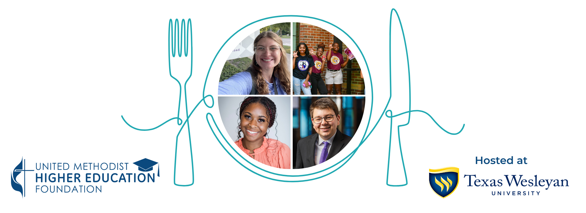 image of dinner plate and photos of UMHEF scholars